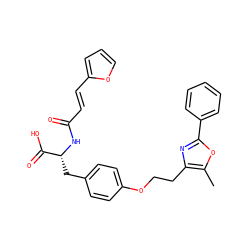Cc1oc(-c2ccccc2)nc1CCOc1ccc(C[C@@H](NC(=O)/C=C/c2ccco2)C(=O)O)cc1 ZINC000206852388