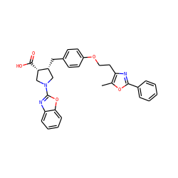 Cc1oc(-c2ccccc2)nc1CCOc1ccc(C[C@@H]2CN(c3nc4ccccc4o3)C[C@@H]2C(=O)O)cc1 ZINC000200619394