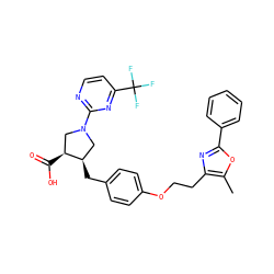 Cc1oc(-c2ccccc2)nc1CCOc1ccc(C[C@@H]2CN(c3nccc(C(F)(F)F)n3)C[C@@H]2C(=O)O)cc1 ZINC000029044943