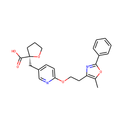 Cc1oc(-c2ccccc2)nc1CCOc1ccc(C[C@]2(C(=O)O)CCCO2)cn1 ZINC000034717768