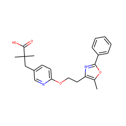 Cc1oc(-c2ccccc2)nc1CCOc1ccc(CC(C)(C)C(=O)O)cn1 ZINC000034717743