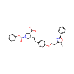Cc1oc(-c2ccccc2)nc1CCOc1ccc(CC[C@@H]2CN(C(=O)Oc3ccccc3)C[C@@H]2C(=O)O)cc1 ZINC000135715432