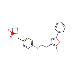 Cc1oc(-c2ccccc2)nc1CCOc1ccc(CC2(C(=O)O)CCC2)cn1 ZINC000034717760
