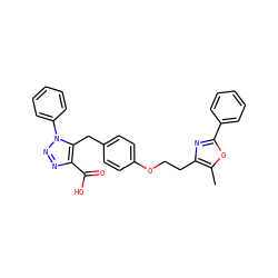 Cc1oc(-c2ccccc2)nc1CCOc1ccc(Cc2c(C(=O)O)nnn2-c2ccccc2)cc1 ZINC000049567348