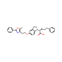 Cc1oc(-c2ccccc2)nc1CCOc1ccc2c(c1)CC[C@@H]2[C@@H](CCCc1ccccc1)C(=O)O ZINC000028566136