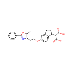 Cc1oc(-c2ccccc2)nc1CCOc1ccc2c(c1)CC[C@@H]2C(C(=O)O)C(=O)O ZINC000028565943