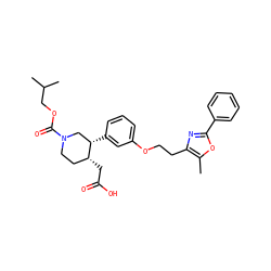 Cc1oc(-c2ccccc2)nc1CCOc1cccc([C@H]2CN(C(=O)OCC(C)C)CC[C@H]2CC(=O)O)c1 ZINC000029045539