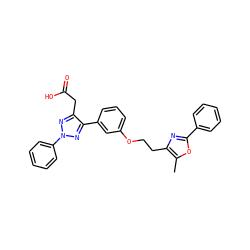 Cc1oc(-c2ccccc2)nc1CCOc1cccc(-c2nn(-c3ccccc3)nc2CC(=O)O)c1 ZINC000040950162