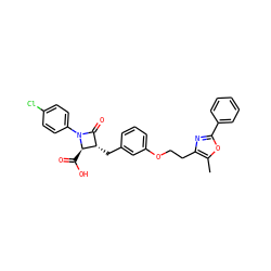 Cc1oc(-c2ccccc2)nc1CCOc1cccc(C[C@H]2C(=O)N(c3ccc(Cl)cc3)[C@@H]2C(=O)O)c1 ZINC000029126610