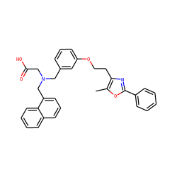Cc1oc(-c2ccccc2)nc1CCOc1cccc(CN(CC(=O)O)Cc2cccc3ccccc23)c1 ZINC000028949118