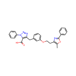 Cc1oc(-c2ccccc2)nc1CCOc1cccc(Cc2nnn(-c3ccccc3)c2C(=O)O)c1 ZINC000040402228