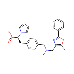 Cc1oc(-c2ccccc2)nc1CN(C)Cc1ccc(C[C@@H](C(=O)O)n2cccc2)cc1 ZINC000040402829