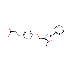 Cc1oc(-c2ccccc2)nc1COc1ccc(CCC(=O)O)cc1 ZINC000097103278