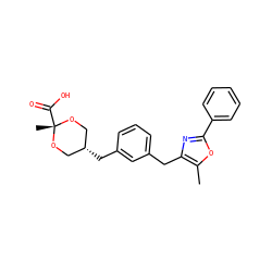 Cc1oc(-c2ccccc2)nc1Cc1cccc(C[C@H]2CO[C@@](C)(C(=O)O)OC2)c1 ZINC000253667835