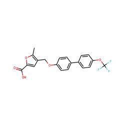 Cc1oc(C(=O)O)cc1COc1ccc(-c2ccc(OC(F)(F)F)cc2)cc1 ZINC000140488597