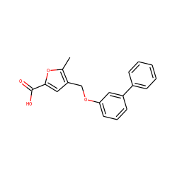 Cc1oc(C(=O)O)cc1COc1cccc(-c2ccccc2)c1 ZINC000169343478