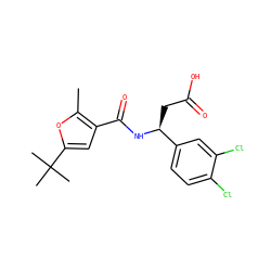 Cc1oc(C(C)(C)C)cc1C(=O)N[C@@H](CC(=O)O)c1ccc(Cl)c(Cl)c1 ZINC000299856625