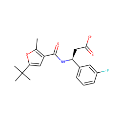 Cc1oc(C(C)(C)C)cc1C(=O)N[C@@H](CC(=O)O)c1cccc(F)c1 ZINC000299859344