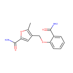 Cc1oc(C(N)=O)cc1COc1ccccc1C(N)=O ZINC000000342017