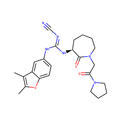 Cc1oc2ccc(N/C(=N\C#N)N[C@H]3CCCCN(CC(=O)N4CCCC4)C3=O)cc2c1C ZINC000043012635