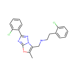 Cc1oc2nc(-c3ccccc3Cl)nn2c1CNCCc1ccccc1Cl ZINC000299831173