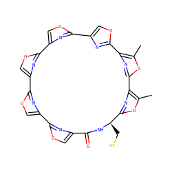 Cc1oc2nc1-c1nc(co1)-c1nc(co1)-c1nc(co1)-c1nc(co1)-c1nc(co1)C(=O)N[C@H](CS)c1nc-2c(C)o1 ZINC000299823821