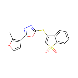 Cc1occc1-c1nnc(SC2=CS(=O)(=O)c3ccccc32)o1 ZINC000009614875