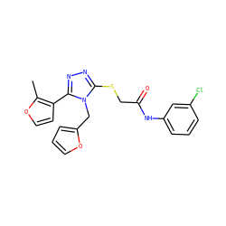 Cc1occc1-c1nnc(SCC(=O)Nc2cccc(Cl)c2)n1Cc1ccco1 ZINC000013512481