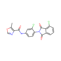 Cc1ocnc1C(=O)Nc1ccc(N2C(=O)c3cccc(Cl)c3C2=O)c(Cl)c1 ZINC000653691047