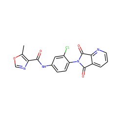 Cc1ocnc1C(=O)Nc1ccc(N2C(=O)c3cccnc3C2=O)c(Cl)c1 ZINC000653696884