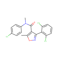 Cc1onc(-c2c(Cl)cccc2Cl)c1C(=O)N(C)c1ccc(Cl)cc1 ZINC000045338081