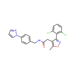Cc1onc(-c2c(Cl)cccc2Cl)c1CC(=O)NCc1ccc(-n2cccn2)cc1 ZINC000072170991