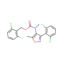 Cc1onc(-c2c(Cl)cccc2Cl)c1N(C)C(=O)OCc1c(F)cccc1Cl ZINC000059069048