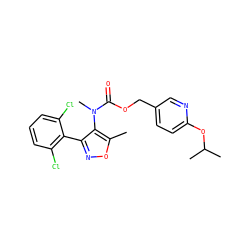 Cc1onc(-c2c(Cl)cccc2Cl)c1N(C)C(=O)OCc1ccc(OC(C)C)nc1 ZINC000059069051
