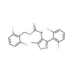 Cc1onc(-c2c(F)cccc2Cl)c1NC(=O)OCc1c(F)cccc1Cl ZINC000059069046