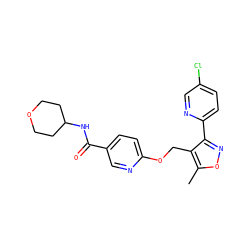 Cc1onc(-c2ccc(Cl)cn2)c1COc1ccc(C(=O)NC2CCOCC2)cn1 ZINC000142010262