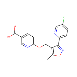 Cc1onc(-c2ccc(Cl)cn2)c1COc1ccc(C(=O)O)cn1 ZINC000141390192