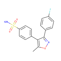 Cc1onc(-c2ccc(F)cc2)c1-c1ccc(S(N)(=O)=O)cc1 ZINC000028524090