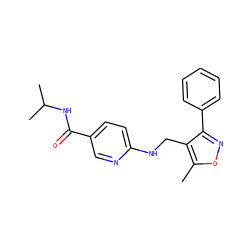 Cc1onc(-c2ccccc2)c1CNc1ccc(C(=O)NC(C)C)cn1 ZINC000142690479