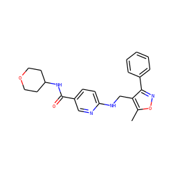 Cc1onc(-c2ccccc2)c1CNc1ccc(C(=O)NC2CCOCC2)cn1 ZINC000141997468