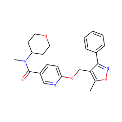 Cc1onc(-c2ccccc2)c1COc1ccc(C(=O)N(C)C2CCOCC2)cn1 ZINC000142659079