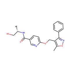 Cc1onc(-c2ccccc2)c1COc1ccc(C(=O)N[C@@H](C)CO)cn1 ZINC000141293970
