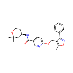 Cc1onc(-c2ccccc2)c1COc1ccc(C(=O)N[C@@H]2CCOC(C)(C)C2)cn1 ZINC000143935925