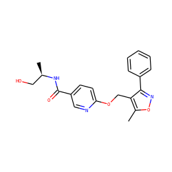 Cc1onc(-c2ccccc2)c1COc1ccc(C(=O)N[C@H](C)CO)cn1 ZINC000141294143