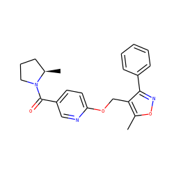Cc1onc(-c2ccccc2)c1COc1ccc(C(=O)N2CCC[C@H]2C)cn1 ZINC000142762778