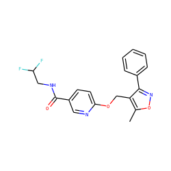 Cc1onc(-c2ccccc2)c1COc1ccc(C(=O)NCC(F)F)cn1 ZINC000142801219