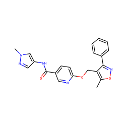 Cc1onc(-c2ccccc2)c1COc1ccc(C(=O)Nc2cnn(C)c2)cn1 ZINC000141341638