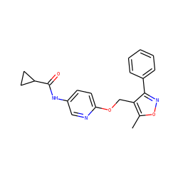 Cc1onc(-c2ccccc2)c1COc1ccc(NC(=O)C2CC2)cn1 ZINC000169707487