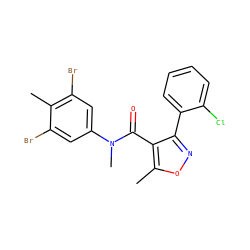 Cc1onc(-c2ccccc2Cl)c1C(=O)N(C)c1cc(Br)c(C)c(Br)c1 ZINC000045337169