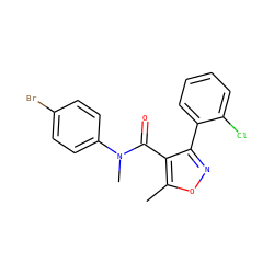 Cc1onc(-c2ccccc2Cl)c1C(=O)N(C)c1ccc(Br)cc1 ZINC000045369541